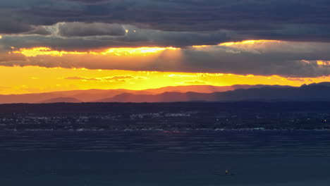 golden-hour aerial view: balaruc-les-bains and etang de thau,