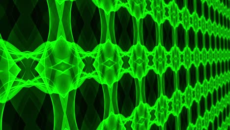 abstract green neon color futuristic matrix grids 3d surface pattern, 4k green chrome wall moving in loop. abstract futuristic surface of kaleidoscope pattern. digital endless pattern 3d animation.