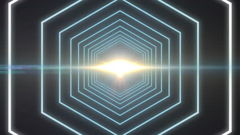animación de una forma hexagonal abstracta en un patrón sin costuras sobre un punto claro contra un fondo negro