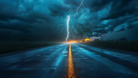 Stormy Road at Sunset