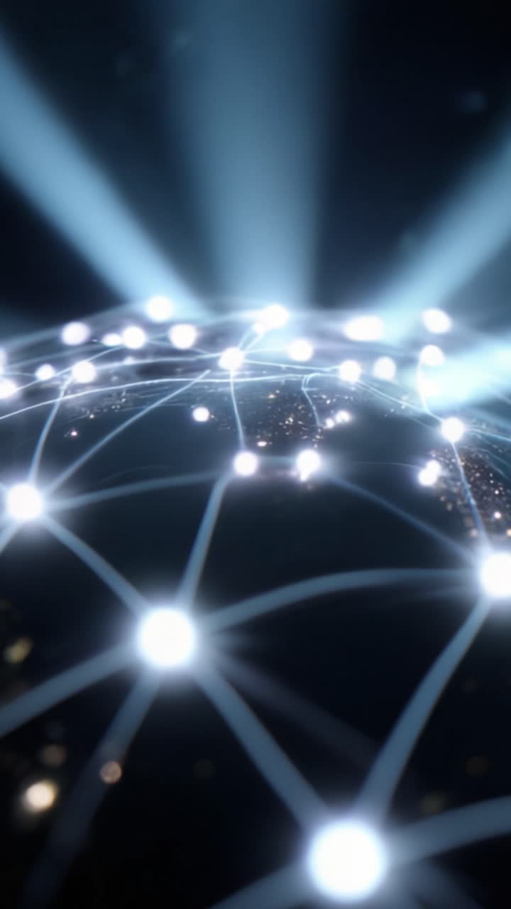 Illuminated Global Network: A Dynamic View of Modern Connectivity with Dazzling Lights Emphasizing Data Flow Across the Globe in a High-Tech Digital Realm