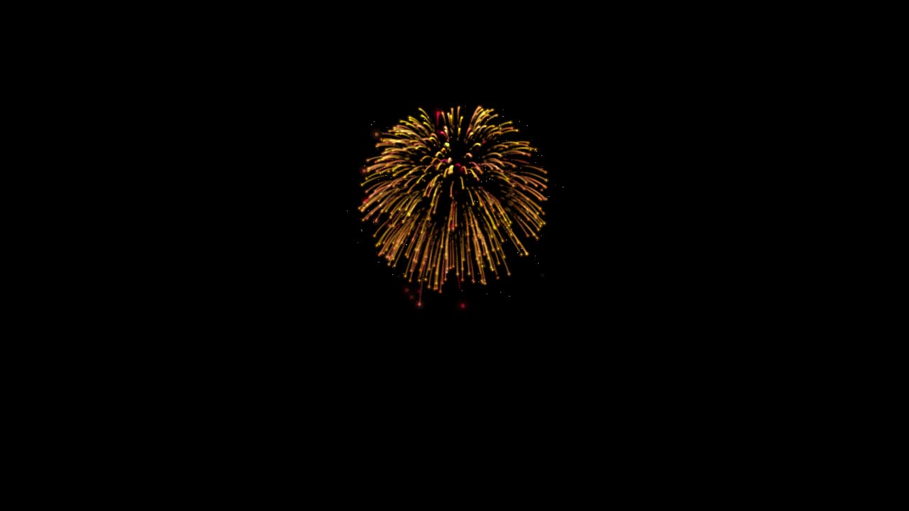 Golden and Red Fireworks Bursting on a Black Background