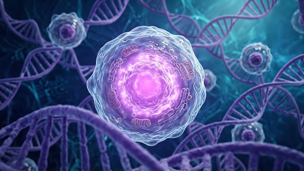 3D Animation of Biological Cell Structure with DNA Strands