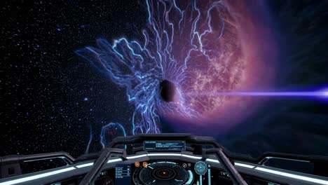spaceship entering a wormhole