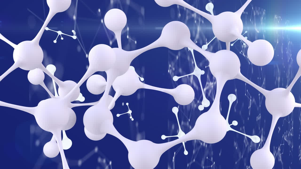 파란색 배경에 움직이는 연결 네트워크의 애니메이션