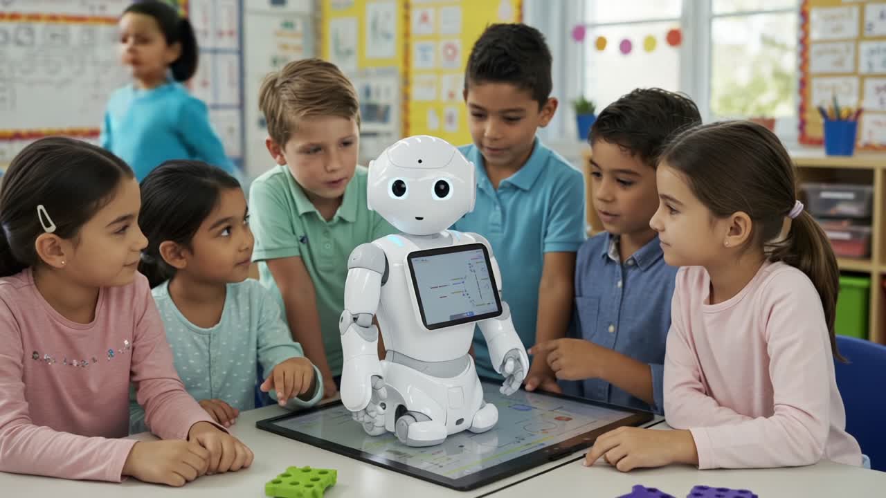 Children Engaged in Interactive Learning with a Humanoid Robot in a Classroom Setting, Exploring Educational Technologies Together and Enhancing Their Creativity