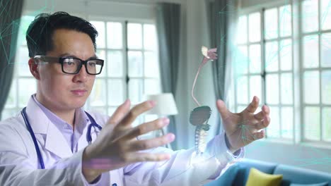 Doctor using virtual reality to examine a patient's digestive system