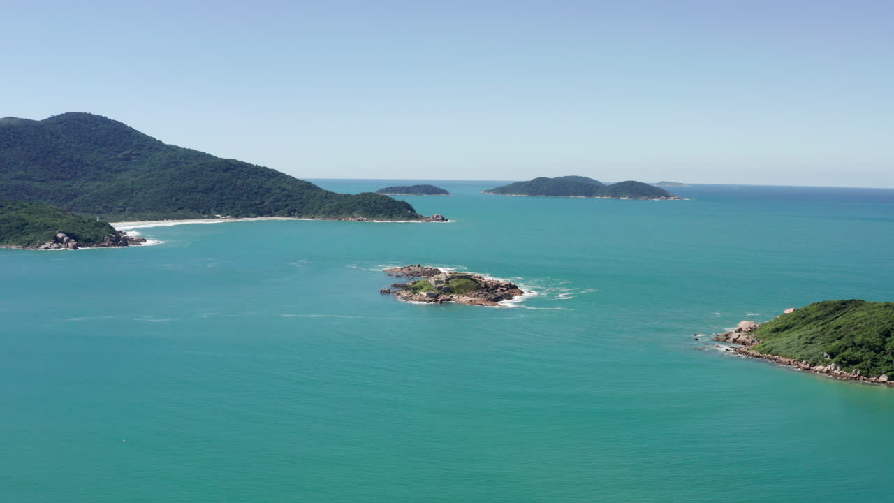 Aerial View of Tropical Island and Coastline