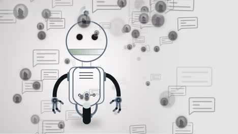animación del icono de un chatbot y procesamiento de datos