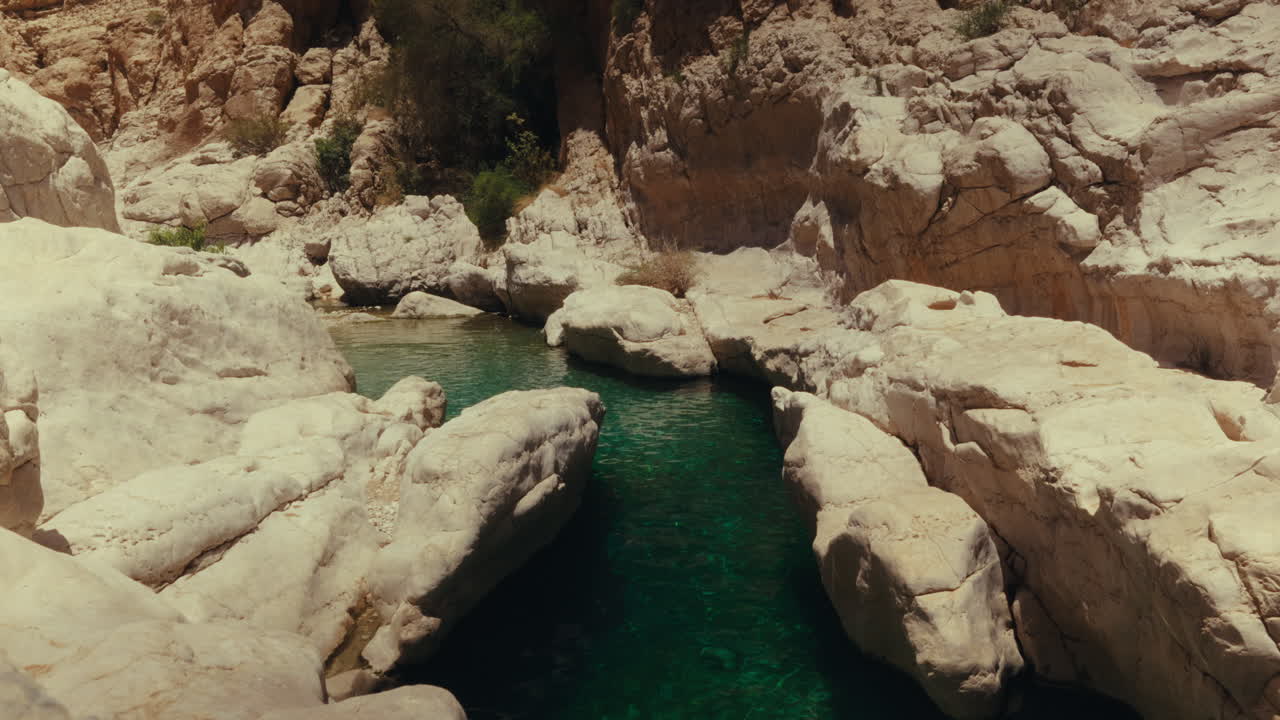 Wadi verde smeraldo in Medio Oriente