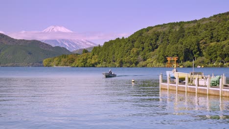 stunning view of mount fuji from lake ashi, japan
