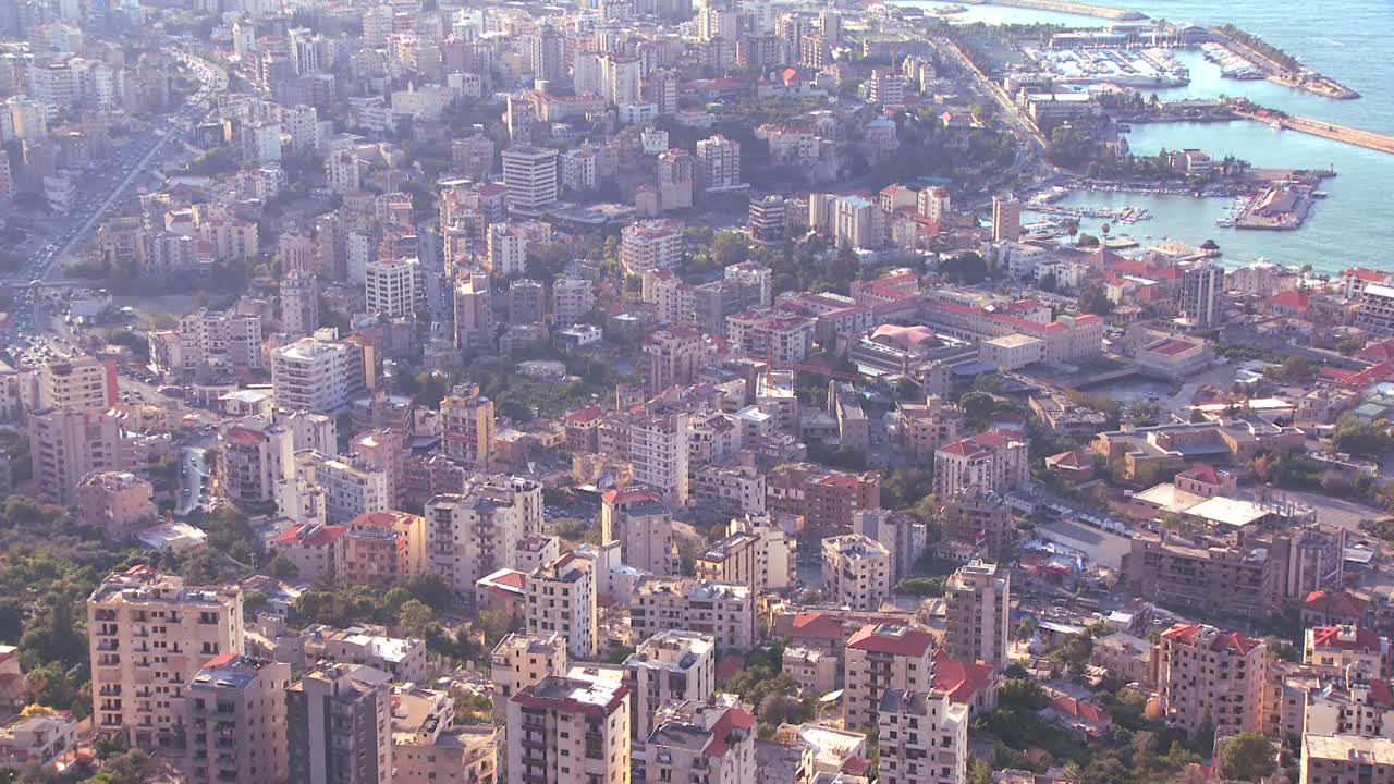 베이루트 레바논의 도시 스프롤의 높은 각도 보기