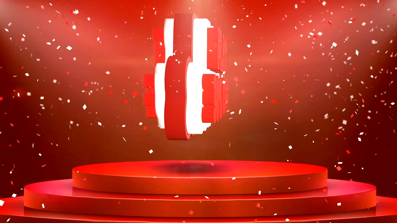 30 오프 플래트 텍스트 애니메이션 무대 포디움 콘페티 루프 애니메이션