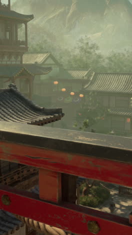 a traditional japanese temple with a red torii gate