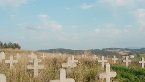 Aerial,-Memorial-Cemetery,-on-Mount-Javor,-near-the-town-of-Ivanjica,-Serbia