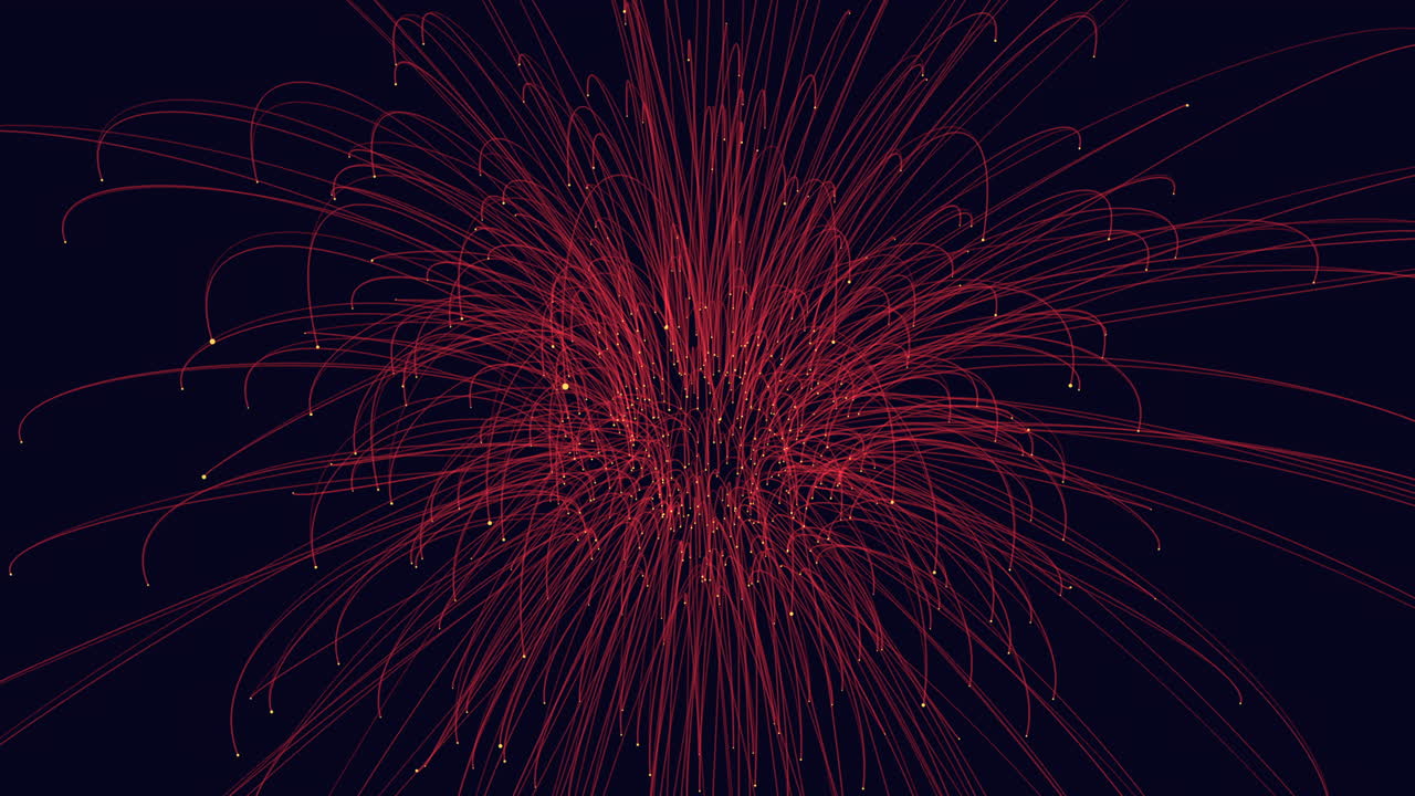 Explosive night dazzling red and yellow fireworks illuminate the dark sky