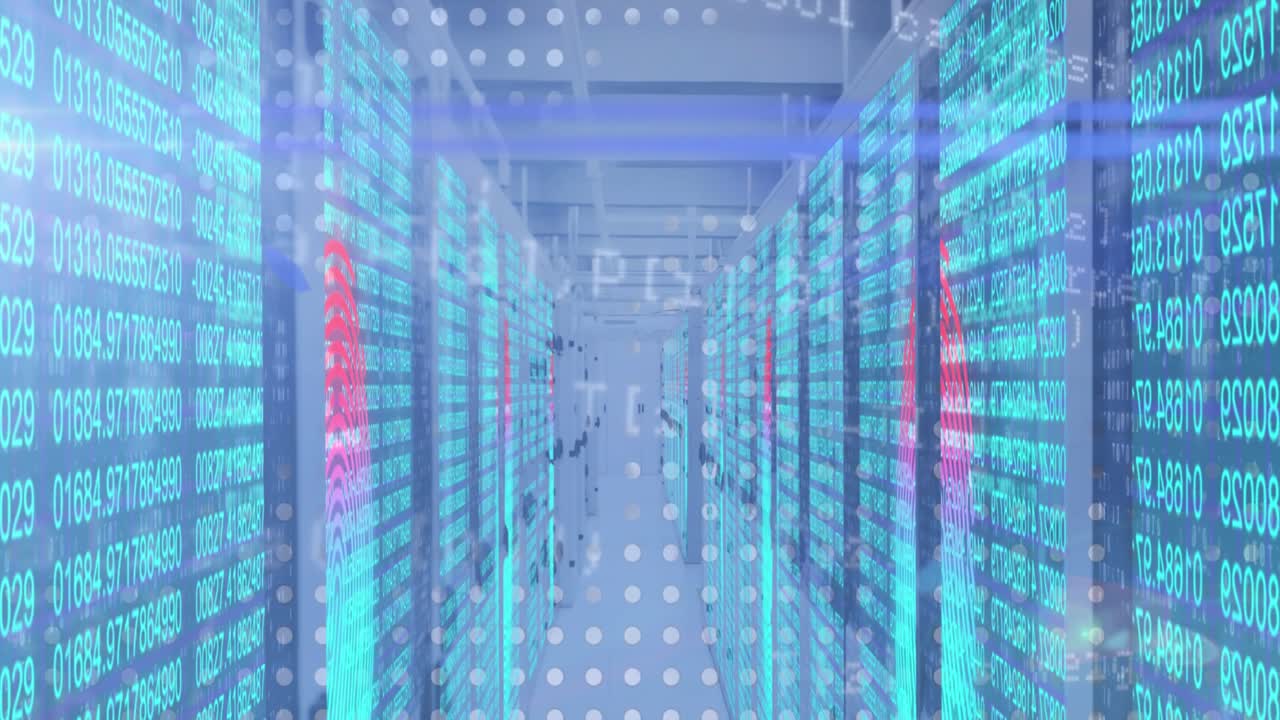 Animation af interferens og scopescanning over serverrum