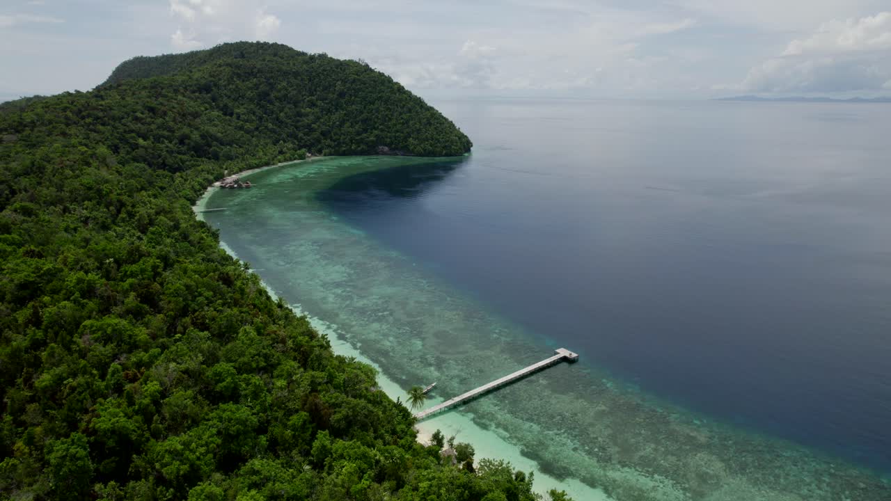 raja ampat aerial de la playa y el arrecife en un día caluroso y soleado