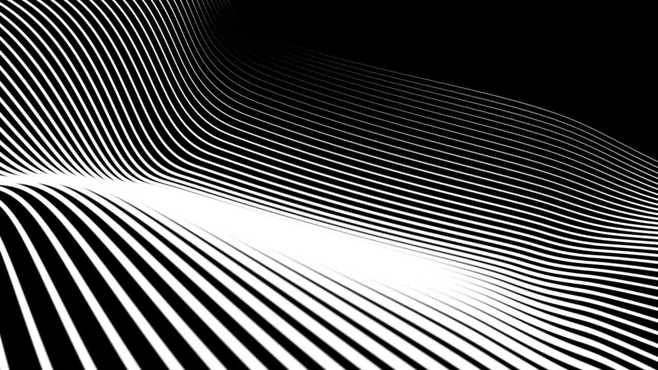 Digital white wave at black background abstract title blurred animation of particle seamless