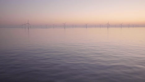 wind turbines sail past, early morning, north sea, english channel.