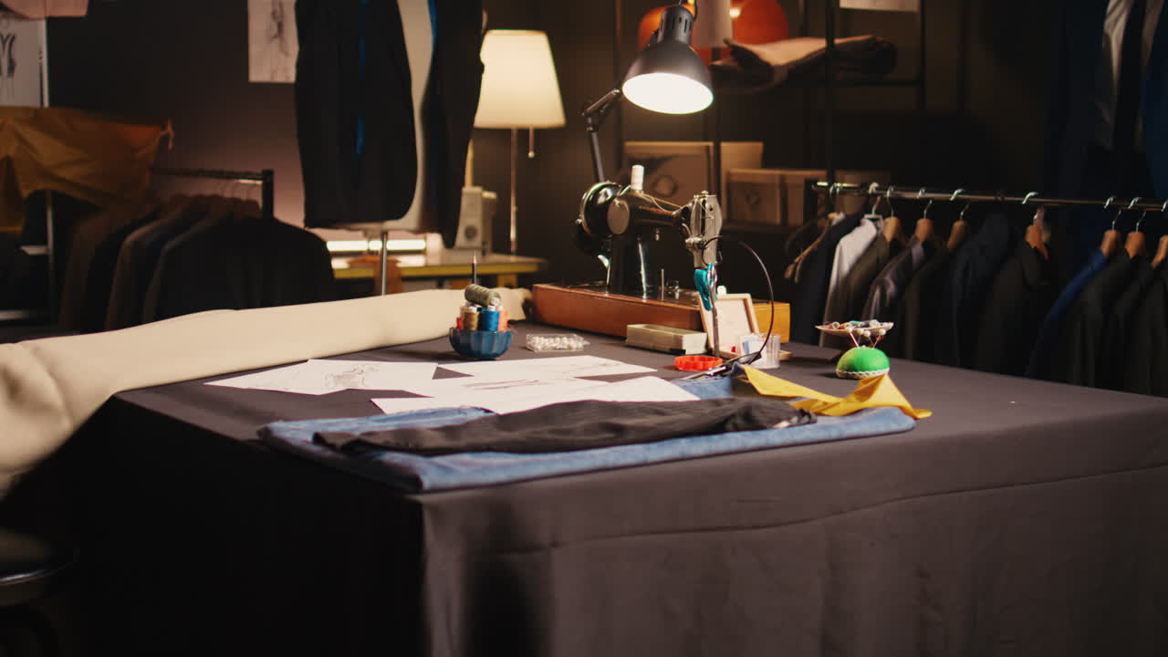 taller de moda vacío con herramientas de sastre