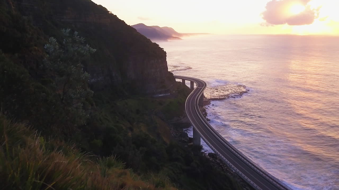 바다 절벽 다리 서사시 일출 일몰 운전 바다 호주 멋진 해안 tv 광고 자료 드론 테일러 브랜트 영화
