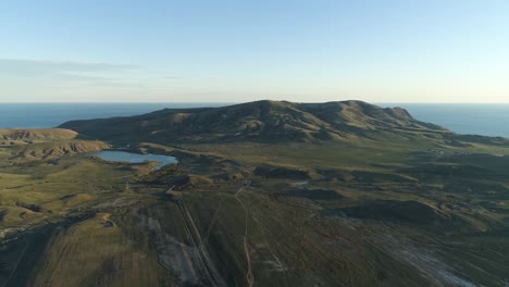 aerial view of coastal mountain range