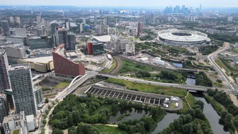 queen elizabeth olympic park stratford east london skyline in background new building development