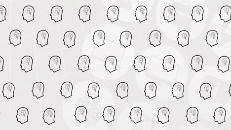 animación de la cabeza con iconos de bombillas sobre iconos médicos