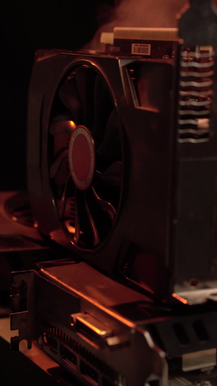 Vertical View of Graphic Cards and Smoke, Computer Hardware and Electronic Waste