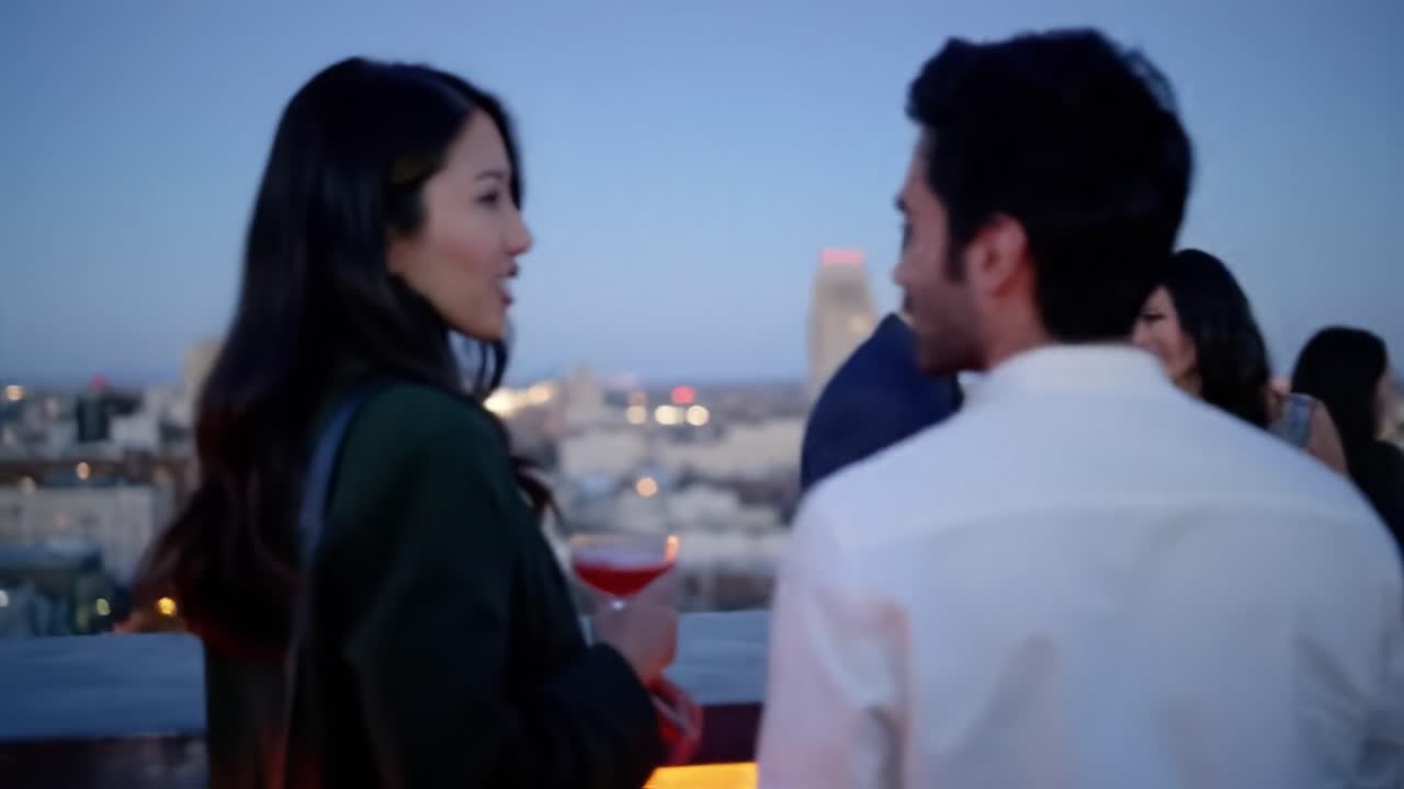 밤에 지붕 파티