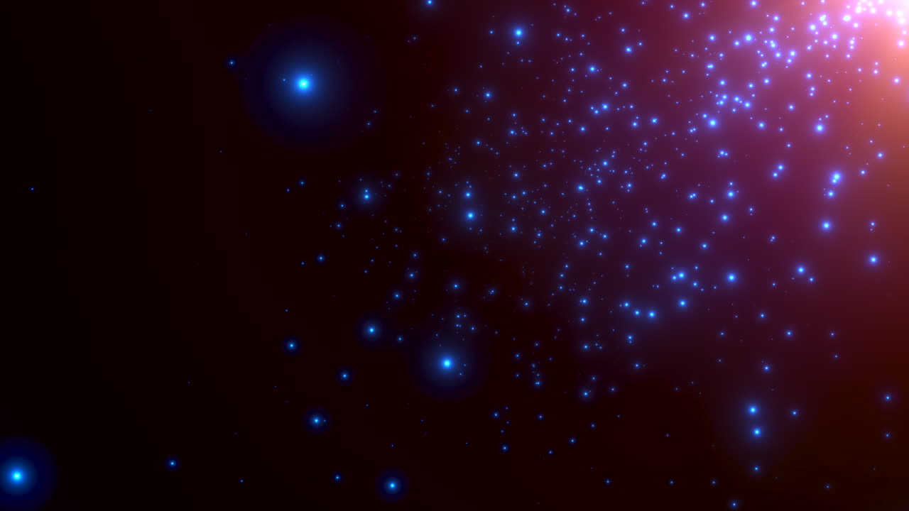 Campi di stelle blu cinematografici e scintillii in volo nella galassia 5