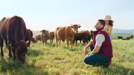 farmer, family and girl and father bonding