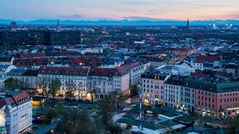 Timelapse-Aéreo-De-La-Puesta-Del-Sol-De-Munich