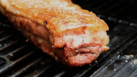 delicious smoked grilled pork belly meat on grill barbecue