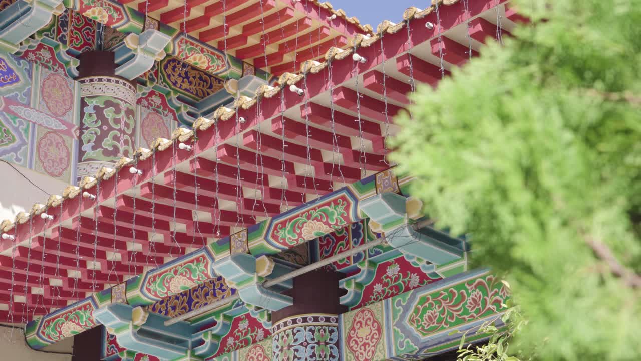 Intricate Details of a Colorful Chinese Temple Roof