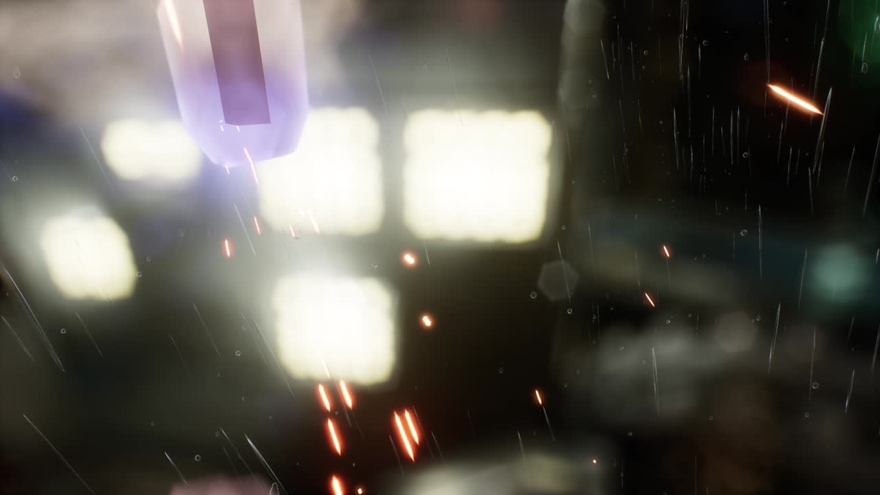 escena urbana en una noche lluviosa