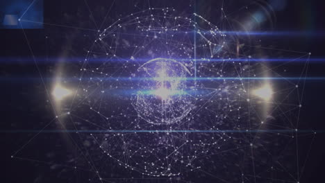 Animation of globe made of connections over black background