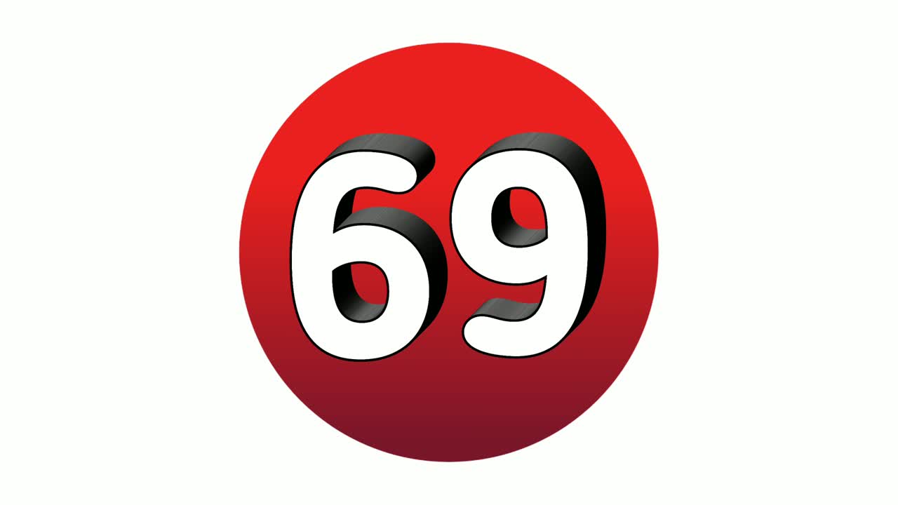 3d 숫자 6969 기호 기호 애니메이션 모션 그래픽 아이콘 색 바탕에 은 구, 만화 비디오 요소의 번호