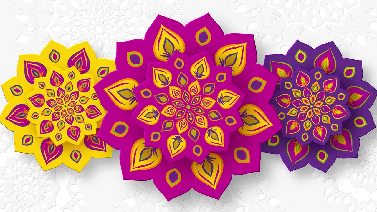 rangoli indio giratorio para el festival de las luces de diwali.