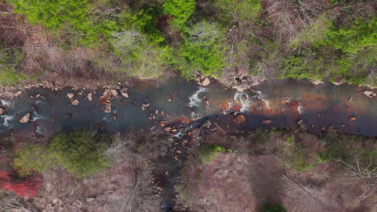 Aerial View of North Fork Blackwater River in Spring, West Virginia, USA