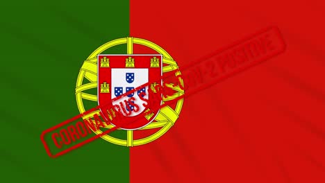 portugal swaying flag stamped with positive response to covid-19, loop