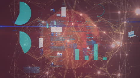 animación de pantalla digital con datos, gráficos y conexiones