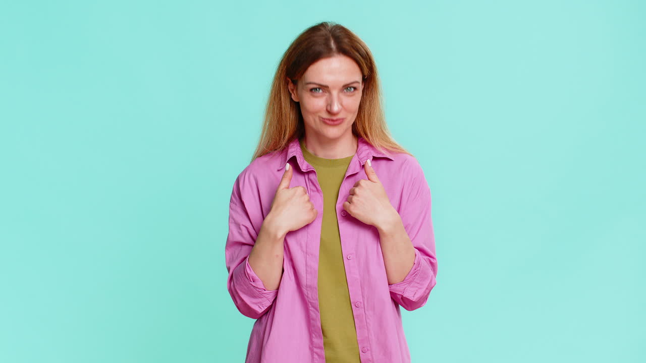 Woman pointing to herself with confident smile showing pride motivation asking to be chosen first