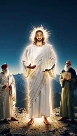 jesus christ with disciples - transfiguration scene
