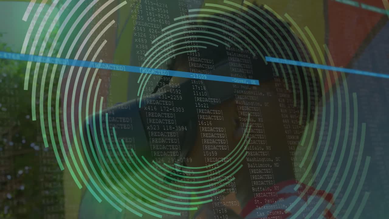 animación de formas giratorias sobre el niño usando auriculares vr