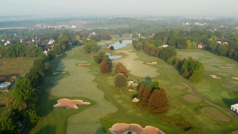 Revealing-aerial-of-golf-course-country-club-in-USA