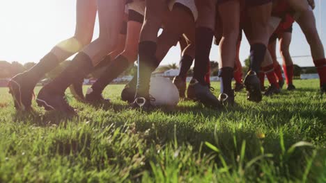 Rugby-players-having-match-on-the-field