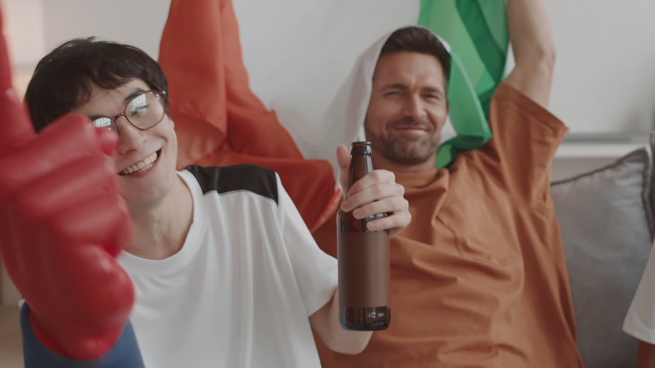 Man with Foam Hand at Home