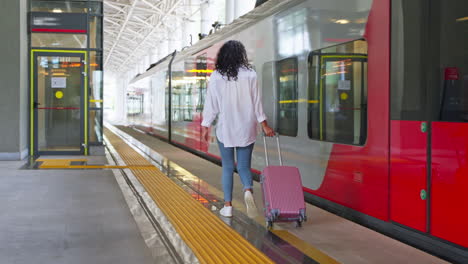 woman at train station